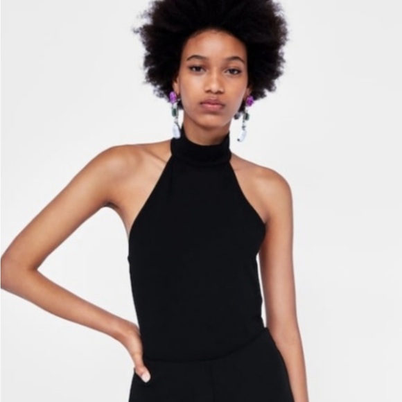 Zara Tops Nwt Zara Black Mock Neck Bodysuit Low Back Poshmark